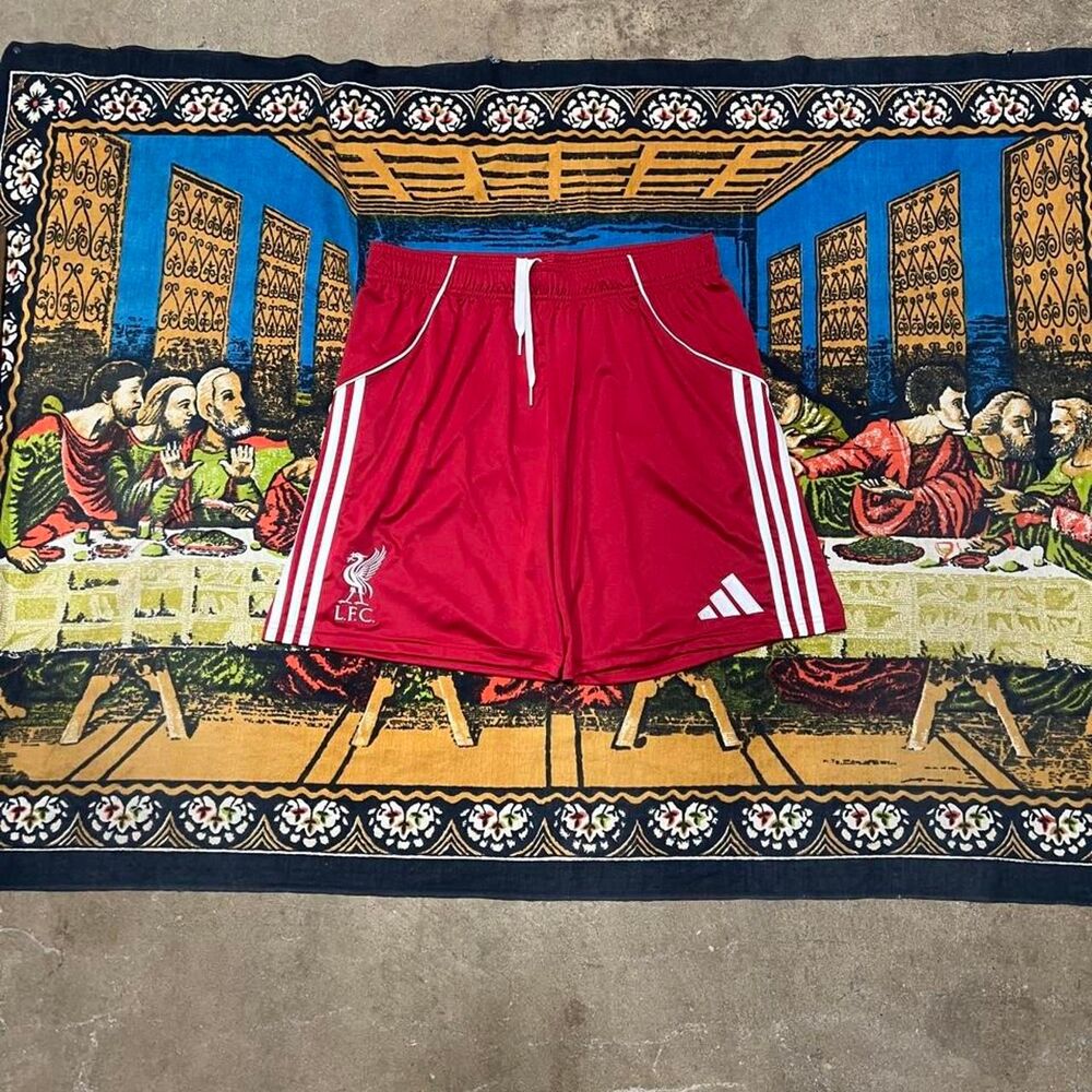 Liverpool FC adidas soccer shorts 2025 Red and white embroidered premier league